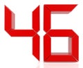 Red digital numbers 46 on white background 3d rendering Royalty Free Stock Photo