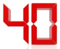 Red digital numbers 40 on white background 3d rendering Royalty Free Stock Photo