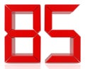 Red digital numbers 85 on white background 3d rendering Royalty Free Stock Photo