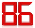 Red digital numbers 86 on white background 3d rendering Royalty Free Stock Photo