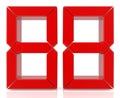 Red digital numbers 88 on white background 3d rendering Royalty Free Stock Photo