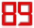 Red digital numbers 89 on white background 3d rendering Royalty Free Stock Photo