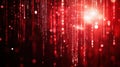 Red digital rain with glowing particles and binary code Royalty Free Stock Photo