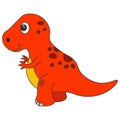 Red Dinosaur tyrannosaur cartoon isolated cute illustration