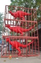 Red dinosaurs in 798 Art District in Beijing