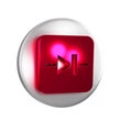 Red Diode in electronic circuit icon isolated on transparent background. Silver circle button.