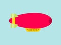 Red dirigible on a sky background. Airship isolated. Vector Royalty Free Stock Photo