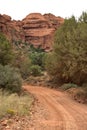 Red dirt road thru the rocky canyons