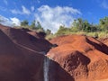 Red Dirt Waterfall off Waimea Canyon Drive on Kauai Island in Hawaii Royalty Free Stock Photo