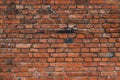 Red dirty brick wall. Stone, rock surface. Rough, vintage concrete texture, urban wall. Grunge background