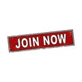 Join now red dirty grungy comic square rubber stamp Royalty Free Stock Photo