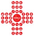 Red disability and people Icon collection Royalty Free Stock Photo