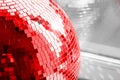 Red Disco ball. Mirror ball. Concept of a night club party, club life. Royalty Free Stock Photo