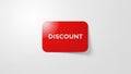 Red Discount Button With Rounded Corners On White Background bargain commerce Royalty Free Stock Photo