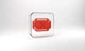 Red Discount percent tag icon isolated on grey background. Shopping tag sign. Special offer sign. Discount coupons Royalty Free Stock Photo