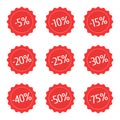 Red discount stickers set. Royalty Free Stock Photo