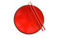 Red dish and chopsticks with oriental style Royalty Free Stock Photo