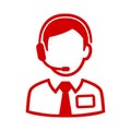 Red dispatcher icon - vector