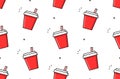Red disposable cup seamless pattern Royalty Free Stock Photo