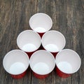 Red disposable paper cups for drinks Royalty Free Stock Photo