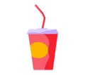 Carbonated drink in paper. Cocktail in beverage cupwith drinking straw in cinema vector illustration Royalty Free Stock Photo