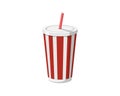 Red disposable paper or plastic beverage striped cup packaging template with drinking straw for soda or fresh juice Royalty Free Stock Photo