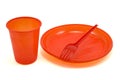 Red disposable tableware