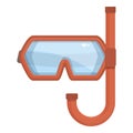 Red dive mask icon cartoon vector. Water travel