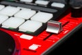 Red DJ mixer controller Royalty Free Stock Photo