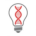 Red Dna Helix Inside Bulb on White Background Representing Scientific Innovation Royalty Free Stock Photo