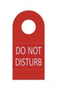 Red Do Not Disturb Door Handle Tag, Isolated Vertical Macro Closeup
