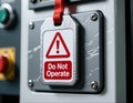 Red Do Not Operate Safety Lockout Tag On Panel, generative ai Royalty Free Stock Photo