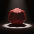 A red dodecahedron, a 12-faced polyhedron with pentagonal faces, illuminates the Royalty Free Stock Photo