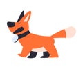 Red Dog with Collar Stand and Barking Vector Illustration