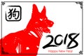 Dog is a symbol of the 2018 Chinese New Year. Design for greeting cards. Vector 2018 Happy New Yea Royalty Free Stock Photo