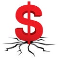 Red dollar earth crack vector Royalty Free Stock Photo