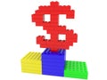 Red dollar sign built from toy bricks Royalty Free Stock Photo