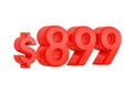 Red 899 dollars price symbol isolated on white background Royalty Free Stock Photo