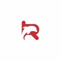 Red Dolphin Logo Simple. Fish Letter R Logo