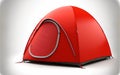 Red dome tent with a clipping path, isolated on a white background Royalty Free Stock Photo