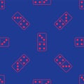 Red Domino icon isolated seamless pattern on blue background. Vector Royalty Free Stock Photo