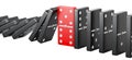 Red domino tile stopped domino effect. Leader and success concept. 3D rendering Royalty Free Stock Photo