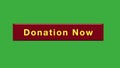 Red donation button with animations arrow on green screen