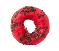 red donut with black sprinkles isolated on white background Royalty Free Stock Photo