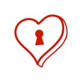 Red Doodle Heart Keyhole Icon