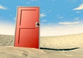 Red Door Closed In A Desert Royalty Free Stock Photo
