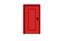 Red door closed isolated on white, realistic 3d door design.interior illustration Royalty Free Stock Photo