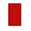 Red door closed isolated on white, realistic 3d door design.interior illustration Royalty Free Stock Photo