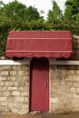 RED DOOR ON THE BRICK Royalty Free Stock Photo