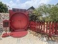 Red door and fence in japanese style